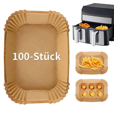 100 Stück Rechteckiges Backpapier für Heißluftfritteusen, Zubehör für Ninja