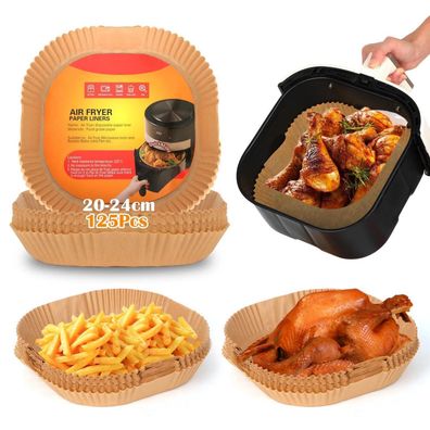 JASTOO Backpapier für Heißluftfritteuse, 125 Stück 20x24cm Rechteckig