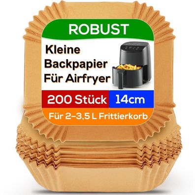 Bykitchen 200 Stk. Airfryer Backpapier für kleine Heißluftfritteusen (2L-3.5L)