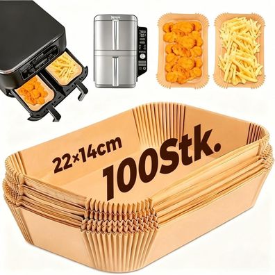 ZenithyrEn Papier Cuisson Air Fryer, 100 Stück, 22 x 14 cm rechteckig, Einweg