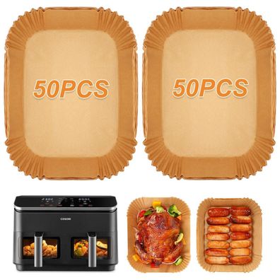 Bykitchen Backpapier für Cosori Dual Zone Heißluftfritteuse 8,5 L (100 Stück)