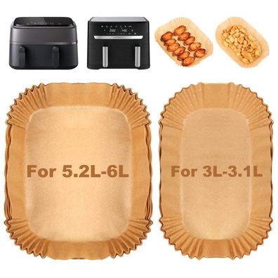 Bykitchen Heißluftfritteuse Zubehör (100 Stück) - Backpapier Einlagen für Tefal