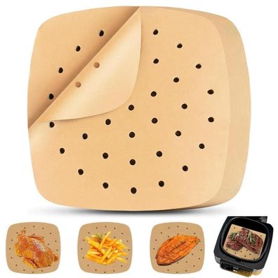 Zykra 250x Heißluftfritteuse Backpapier 20.5cm, Antihaft, Wasserdicht, Ölfest