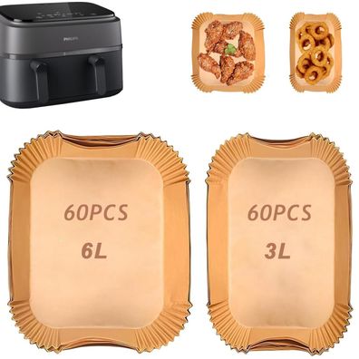 Kunoli Backpapier für Philips Airfryer Dual Basket 3000 Serie & 5000 Serie XXL