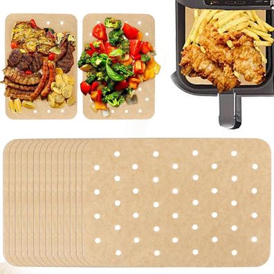 200 Blatt Airfryer Backpapier, 20.5x14cm Rechteckig, Perforiert, Antihaft