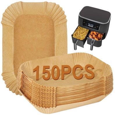 YQL 150 Stück Backpapier für Heißluftfritteuse 2 Kammern, Airfryer Zubehör für