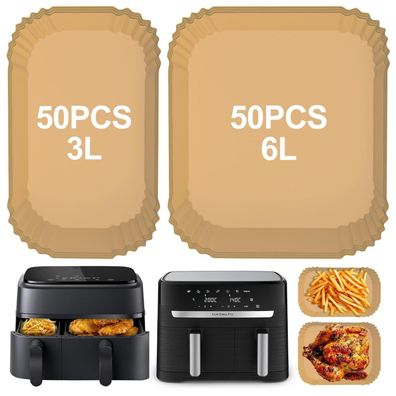 Minvchao Airfryer Backpapier 100 Stück für Philips & Tefal Dual Basket