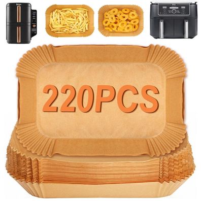 YQL 220 Stück Backpapier für Heißluftfritteuse Ninja Foodi Dual Zone, Airfryer