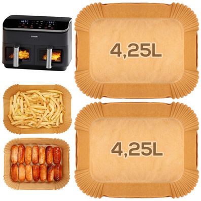 YQL Airfryer Backpapier für Cosori 2 Kammern Heißluftfritteuse 8,5L, 100 Stück