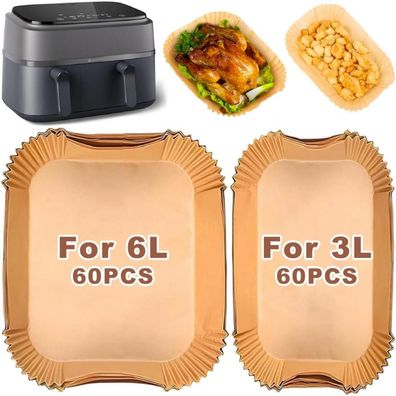 120 Stück Air Fryer Liner für Philips Dual Basket 3000 Serie 6L/3L, Einweg