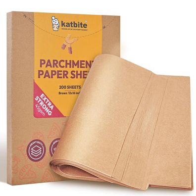 katbite Backpapier Zuschnitte Braun, 200 Blatt 30x40 cm, Antihaft