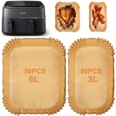 100 Blatt Backpapier für Philips Dual Basket Airfryer 3000/5000 Serie (6L/3L)