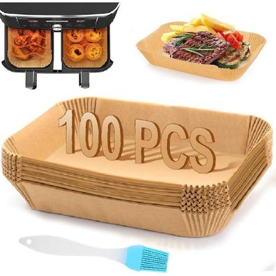 YJDM Backpapier für Heißluftfritteuse, 100 Stück, Rechteckig 22x14cm, Airfryer
