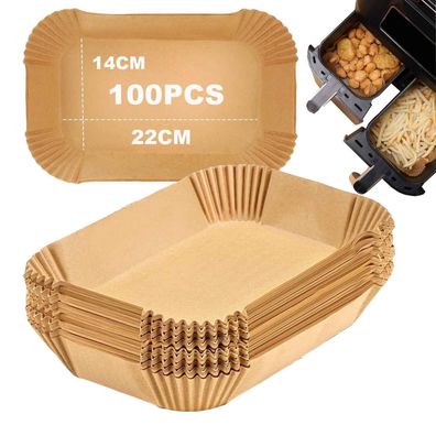 Pawarso Backpapier für Heißluftfritteuse, 100 Stück, rechteckig 22 x 14 cm, für