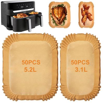 100 Stück Backpapier für Heißluftfritteusen - Kompatibel mit Tefal, Philips