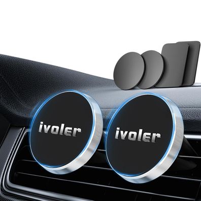 ivoler 2er Set Magnetische Handyhalterung für Lüftungsgitter im Auto, Silber