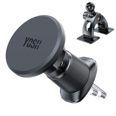 YOSH 2in1 Magnetische Handyhalterung fürs Auto - Dashboard & Lüftung, Schwarz
