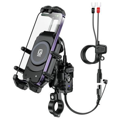 Brcovan Motorrad Handyhalterung mit Qi-15W Wireless Charging & 30W PD/USB-C