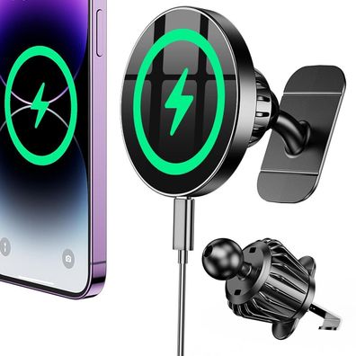 Coolpow Magsafe Autohalterung mit 15W Wireless Charging für iPhone 12-16 Serie