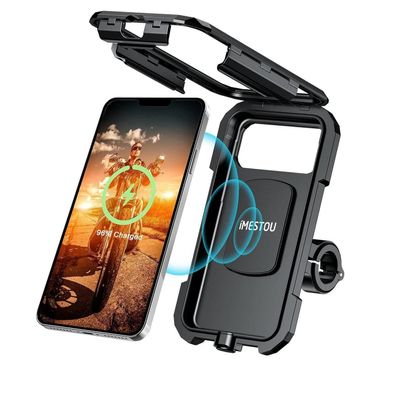 iMESTOU Wasserdichte Motorrad Handyhalterung mit Wireless Charging & USB C (L)