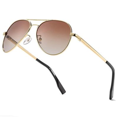 LOJUDI Pilotenbrille Polarisiert Herren Damen Fliegerbrille Retro UV400 Schutz