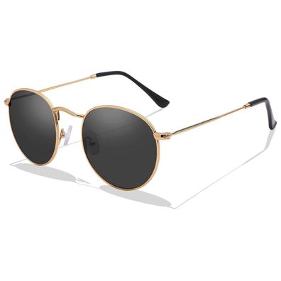 LOJUDI Retro Sonnenbrille Herren Damen Rund Polarisiert UV400 Schutz Vintage