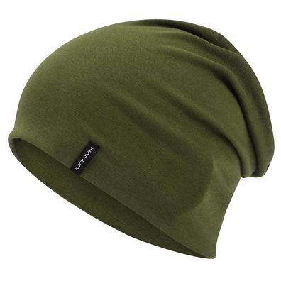 HAMUNI Slouchy Beanie Mütze Damen Herren Grün - Bequeme Doppellagige Baumwolle