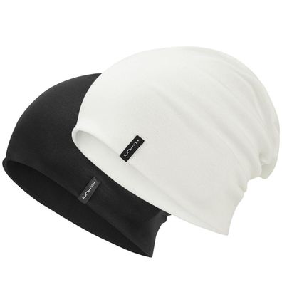 HAMUNI Slouchy Beanie Mütze Damen Herren, Doppellagige Baumwolle, Weich