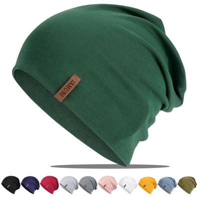 HAMUNI Mütze Damen Herren, Slouch Beanie aus Baumwolle, dünn, leicht