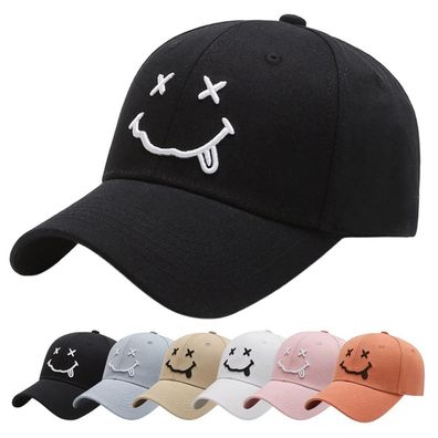 Enwokran Baseball Cap mit gesticktem Lächeln - Verstellbare Unisex Basecap für