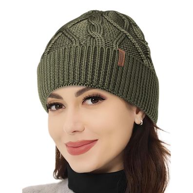 Outdoor Shaping Warme Merino Wollmütze Cable Knit, Winter Strickmütze Damen