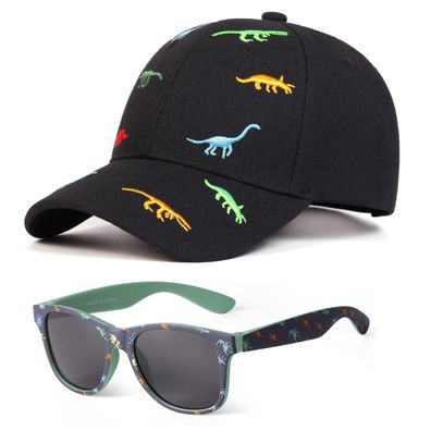 Httdslf Kinder Baseballkappe mit Dinosaurier-Sonnenbrille Set, für Jungen