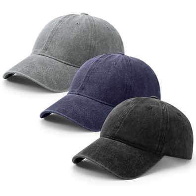 3er Pack Unisex Baseballkappen aus Baumwolle, verstellbar, Vintage-Stil für
