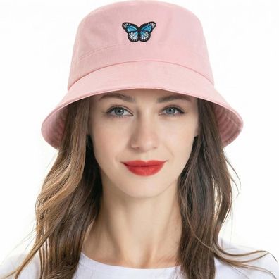 ZLYC Bestickter Fischerhut für Damen und Herren, Sommerhut mit Schmetterling