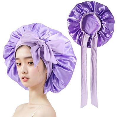 HIQIU Damen Satin Bonnet Schlafhaube, Seidenhaube Verstellbar und Elastisch für