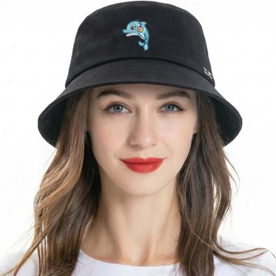ZLYC Fischerhut für Damen und Herren, bestickter Sommerhut mit Delphin-Motiv