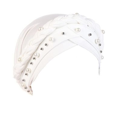 Liupuudly Damen Turban Mütze mit Perle, Beanie für Chemo, Haarausfall