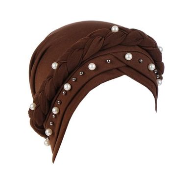 Liupuudly Turban Damen Chemo Kopftuch mit Perle Beanie Mütze für Haarausfall