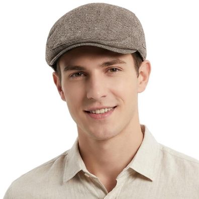 HIQIU Schiebermütze Herren Winter Barett Cap Flat Cap Newsboy Driving Cabbie