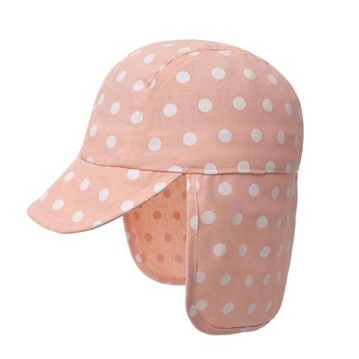 Gifts Treat Baby Kinder Sonnenhut Baumwolle mit Nackenschutz, Rosa Punkte, 6-12