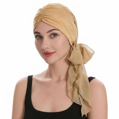 ZLYC Damen Sommer Kopftuch Bedruckt Turban Kopfbedeckung Khaki - Leicht und