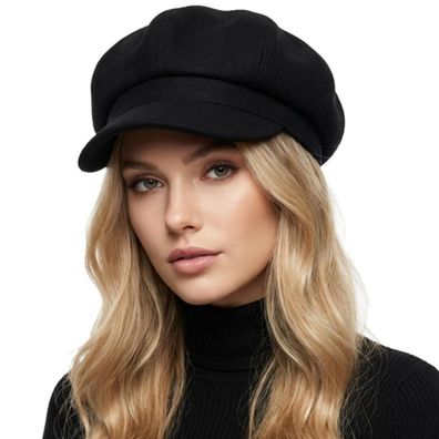 HIQIU Vintage Ballonmütze Damen - Warme Schirmmütze Barett Cap für