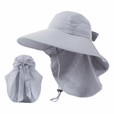 HIQIU Damen Sonnenhut mit Nackenschutz, breiter Krempe und