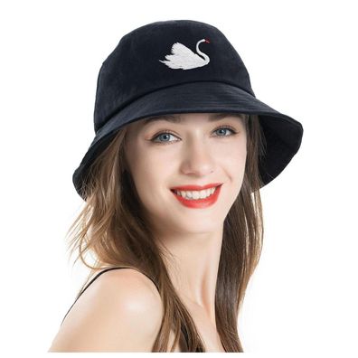 ZLYC Fischerhut für Damen und Herren, bestickter Sommerhut mit Schwanenmotiv
