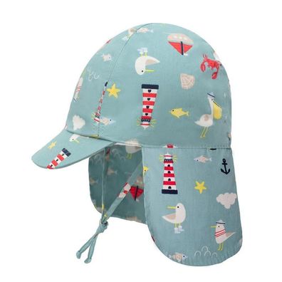 Gifts Treat Baby Kinder Sonnenhut aus Baumwolle mit Nackenschutz, Grüne Tiere