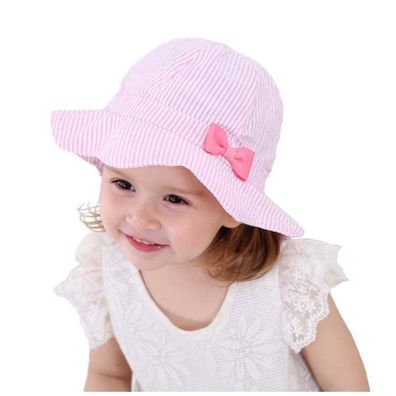 Baby Sonnenhut Mädchen mit Schleife, faltbar, UV Schutz, 1-2 Jahre, rosa