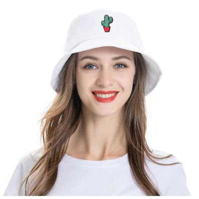 ZLYC Fischerhut für Damen und Herren, bestickter Sommerhut, Kaktus-Design
