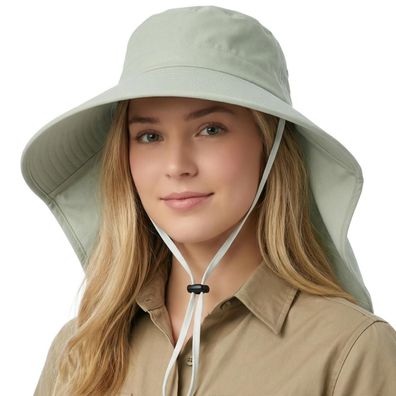 HIQIU Damen Sonnenhut mit Pferdeschwanz Loch und Nackenschutz - UV-Schutz