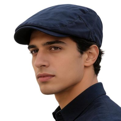 HIQIU Herren Schiebermütze aus Baumwolle mit Futter - Flatcap für