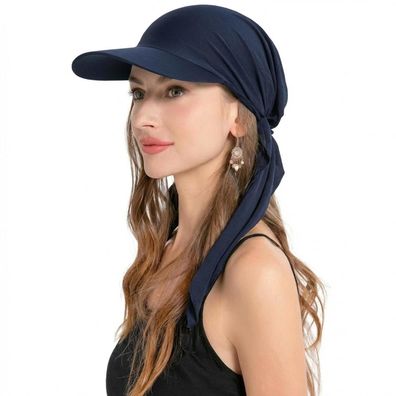 ZLYC Damen Chemo Kopfbedeckung mit Krempe und Visier - Beanie Mütze, einfarbig